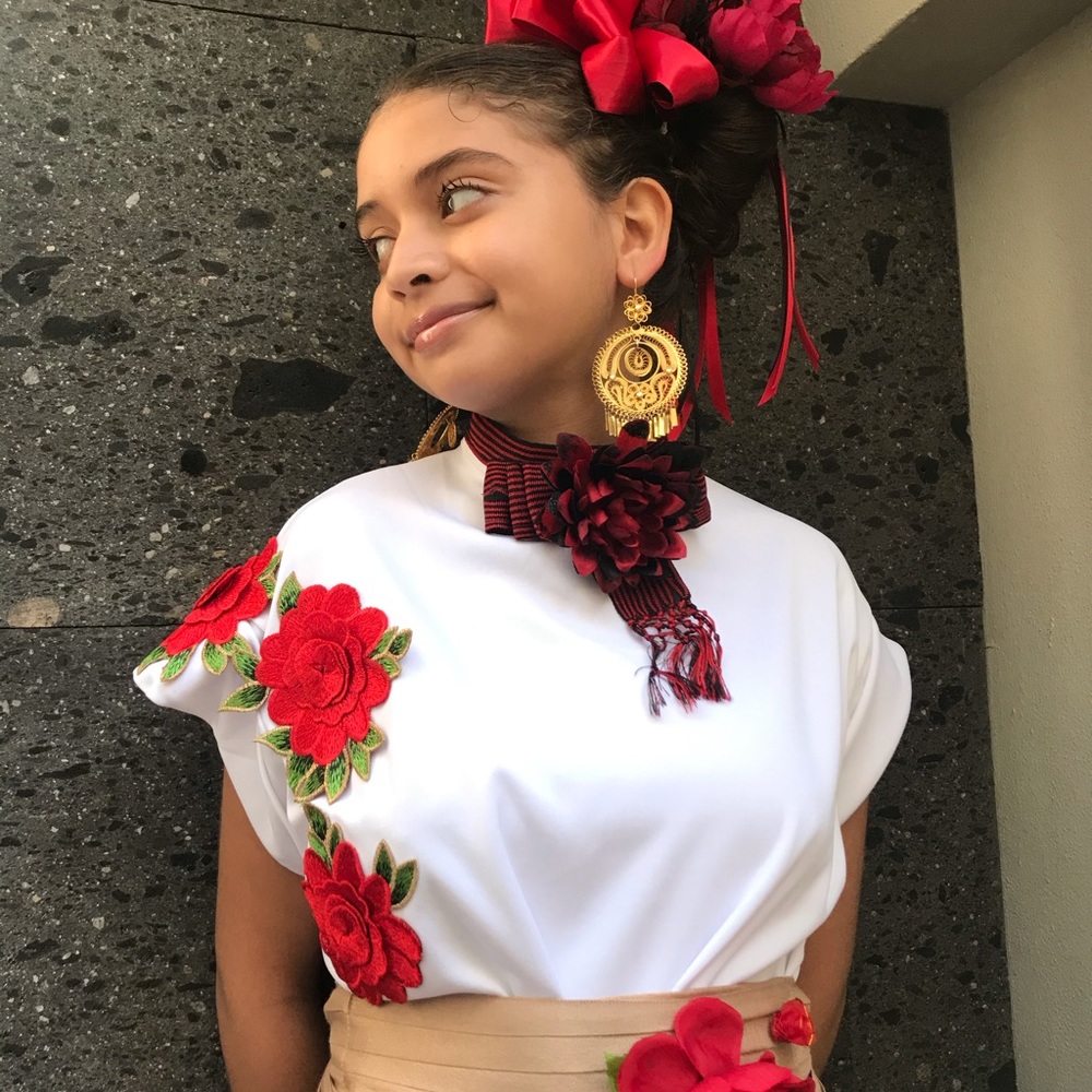 Mexican dress 3 piece skirt blouse rebozo